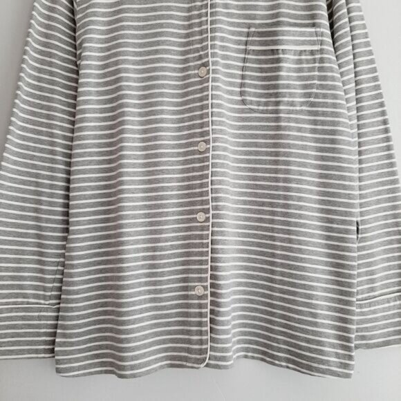 J. CREW | Button Down Long Sleeve Pajama Top Grey & White Stripe Sleepwear Sz M - Picture 3 of 12